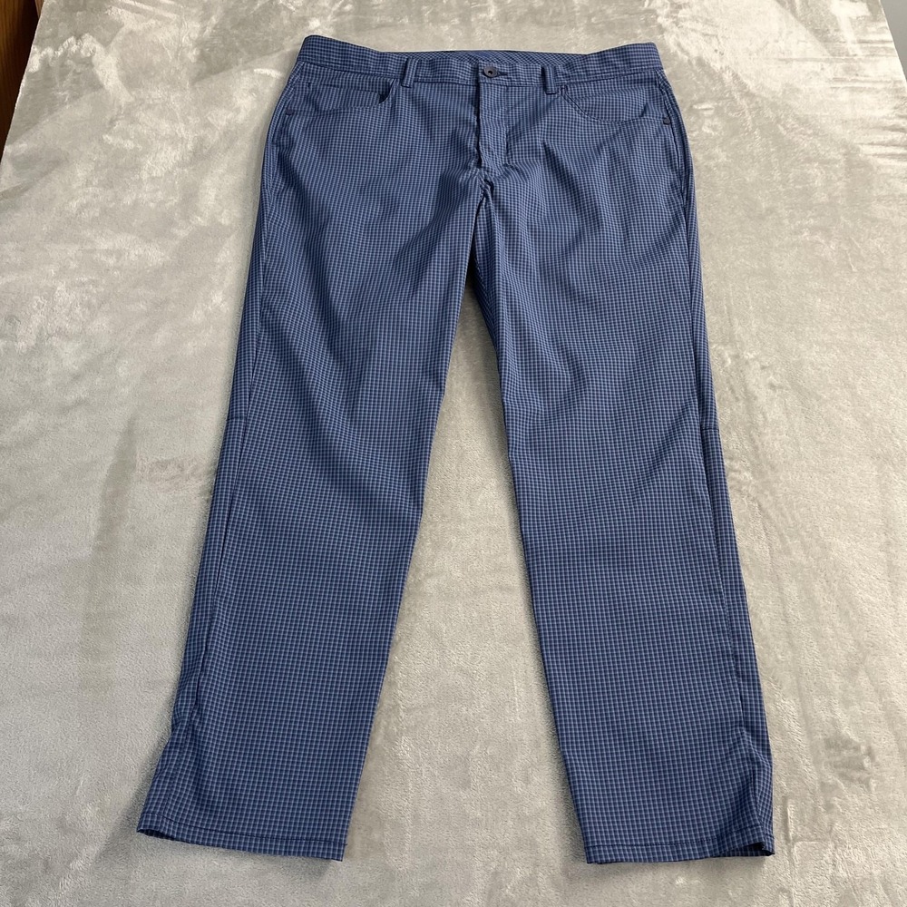 Tommy Bahama Pants Mens 38x30 Blue Check Chino Canvas Casual Golf Summer